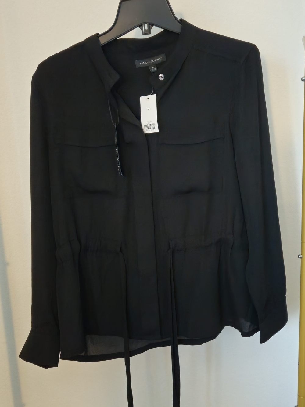 Banana Republic Black Tie-Waist  Blouse Size Medium